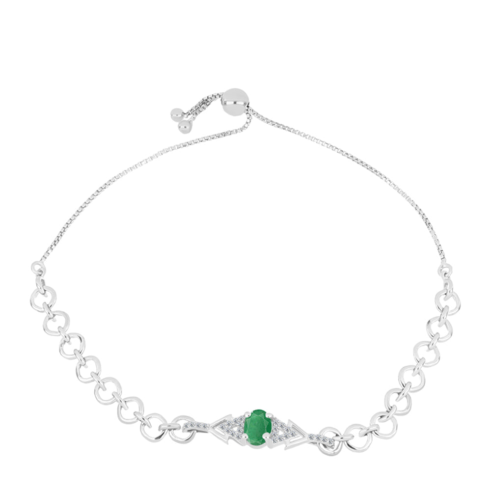 Brățară din Argint 925 ( 5.61 grame ) cu Smarald Brazilian și Topaz Alb 0.98 Carate