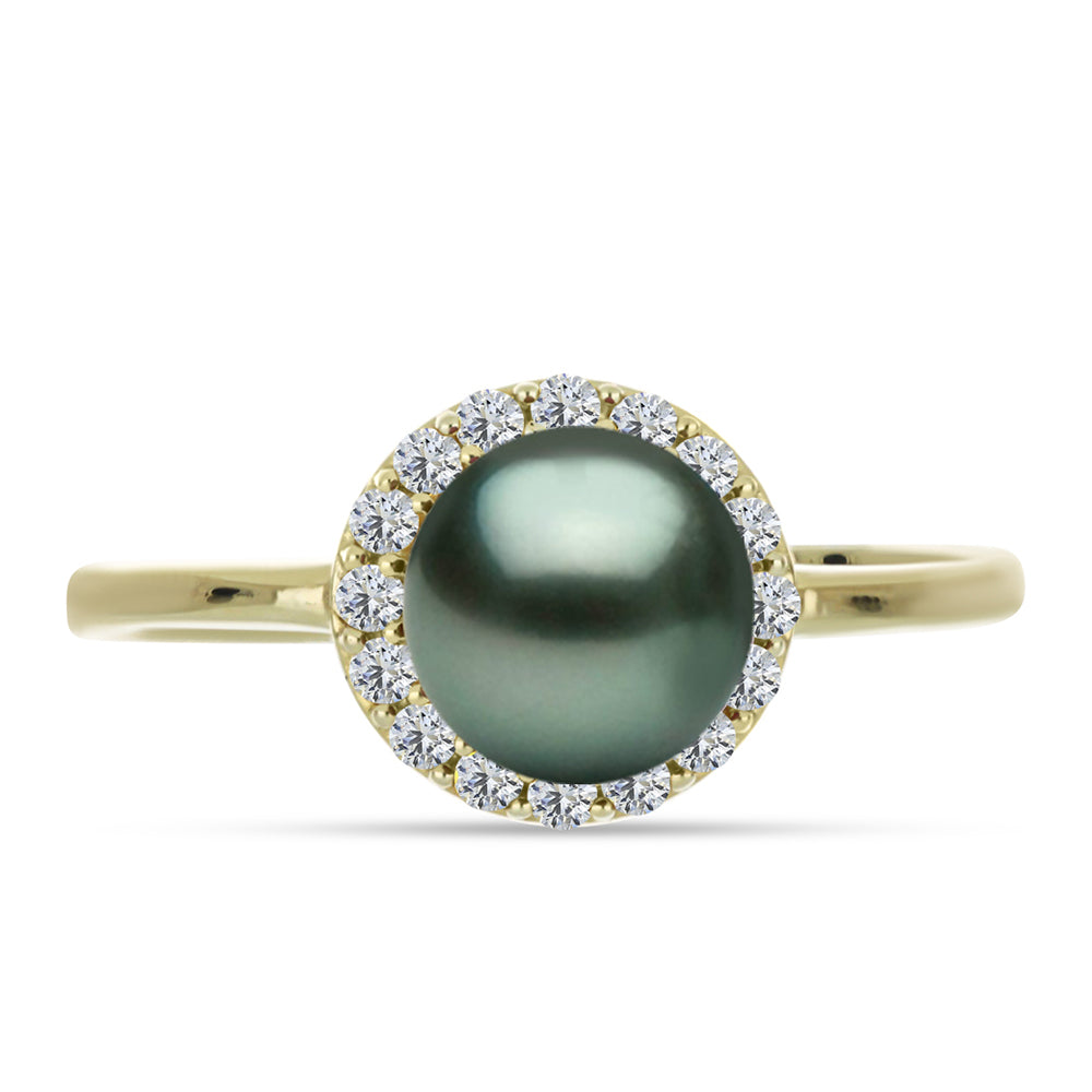 Inel din Argint 925 Placat cu Aur ( 2.57 grame ) cu Perlă De apă Dulce cu Efect "Verde Tahitian" și Topaz Alb 2.46 Carate