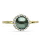 Inel din Argint 925 Placat cu Aur ( 2.57 grame ) cu Perlă De apă Dulce cu Efect "Verde Tahitian" și Topaz Alb 2.46 Carate