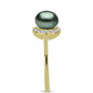 Inel din Argint 925 Placat cu Aur ( 2.57 grame ) cu Perlă De apă Dulce cu Efect "Verde Tahitian" și Topaz Alb 2.46 Carate
