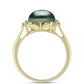 Inel din Argint 925 Placat cu Aur ( 4 grame ) cu Perlă De apă Dulce cu Efect "Verde Tahitian" și Topaz Alb 3.92 Carate