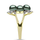 Inel din Argint 925 Placat cu Aur ( 4.96 grame ) cu Perlă De apă Dulce cu Efect "Verde Tahitian" și Topaz Alb 5.04 Carate