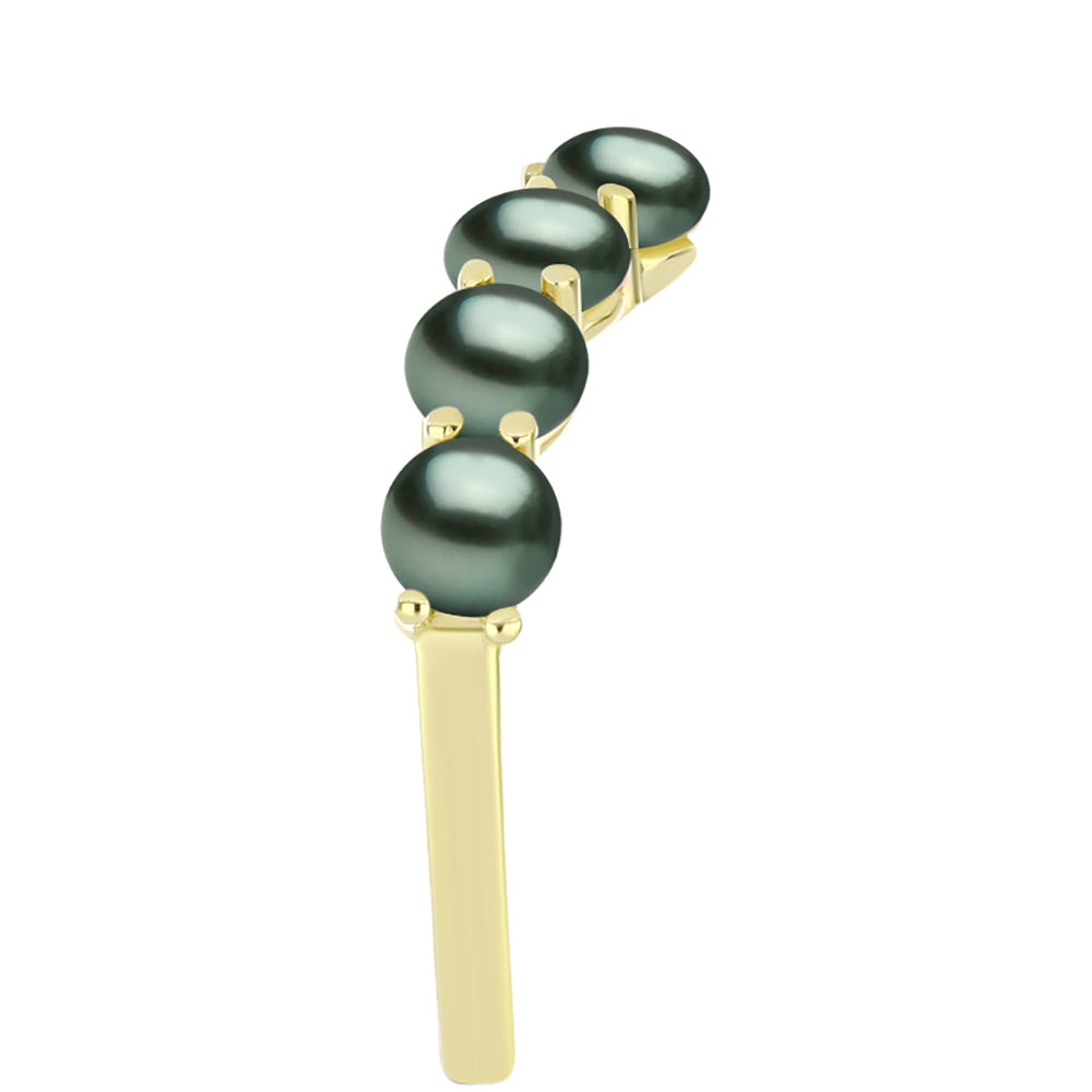 Inel din Argint 925 Placat cu Aur ( 2.95 grame ) cu Perlă De apă Dulce cu Efect "Verde Tahitian" 2.48 Carate