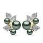 Cercei din Argint 925 Placat cu Aur ( 5.09 grame ) cu Perlă De apă Dulce cu Efect "Verde Tahitian" și Topaz Alb 4.3 Carate