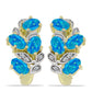 Cercei din Argint 925 Placat cu Aur ( 4.52 grame ) cu Opal Albastru Etiopian Paraiba și Topaz Alb 1.35 Carate