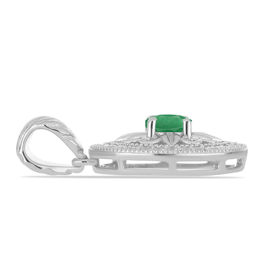 Pandantiv din Argint 925 ( 2.85 grame ) cu Smarald Brazilian și Topaz Alb 0.7 Carate