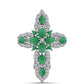 Cruce Pandantiv din Argint 925 ( 5.09 grame ) cu Smarald Brazilian și Topaz Alb 3.38 Carate