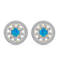 Cercei din Argint 925 Placat cu Aur ( 5.56 grame ) cu Opal Albastru Etiopian Paraiba și Topaz Alb 1.2 Carate