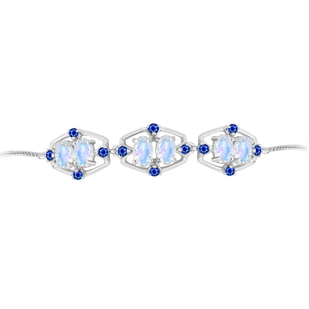 Brățară din Argint 925 ( 4.82 grame ) cu Safir Albastru Australian și Piatra Lunii Curcubeu 3.37 Carate
