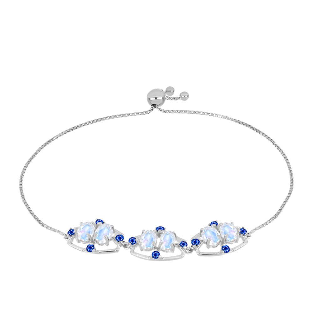Brățară din Argint 925 ( 4.82 grame ) cu Safir Albastru Australian și Piatra Lunii Curcubeu 3.37 Carate