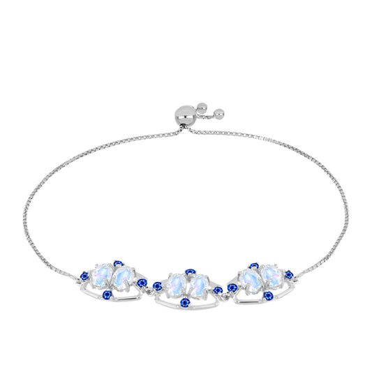 Brățară din Argint 925 ( 4.82 grame ) cu Safir Albastru Australian și Piatra Lunii Curcubeu 3.37 Carate