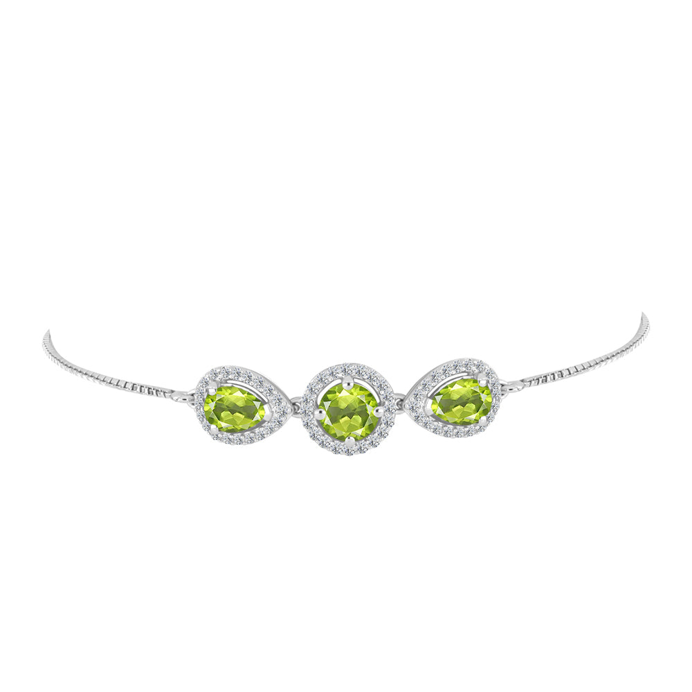 Brățară din Argint 925 ( 4.11 grame ) cu Peridot Changbai și Topaz Alb 2.93 Carate 2 