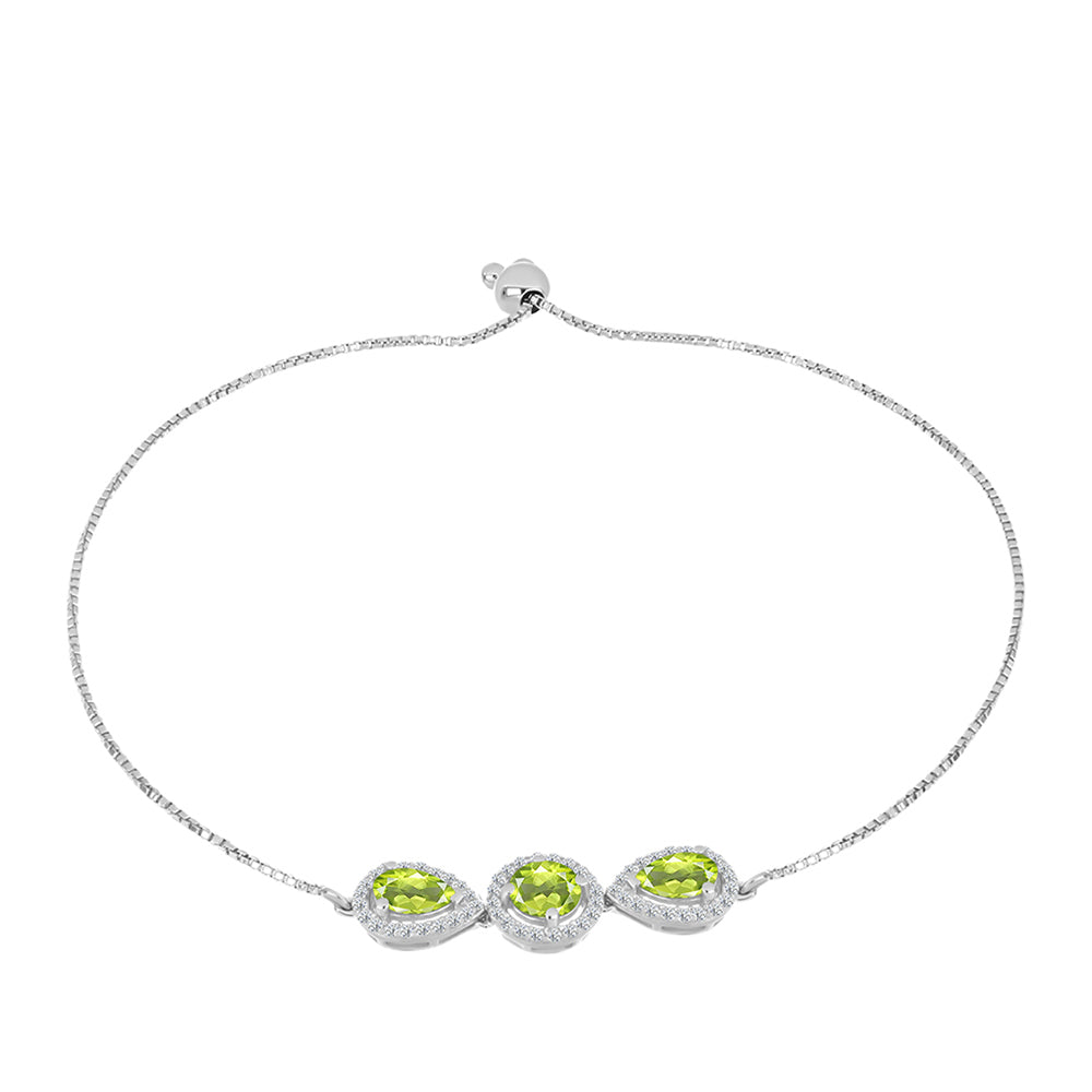 Brățară din Argint 925 ( 4.11 grame ) cu Peridot Changbai și Topaz Alb 2.93 Carate