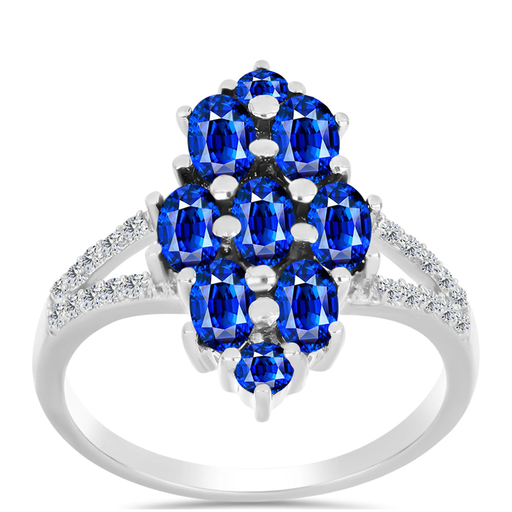Inel din Argint 925 ( 3.24 grame ) cu Safir Albastru Australian și Topaz Alb 2.84 Carate 3 