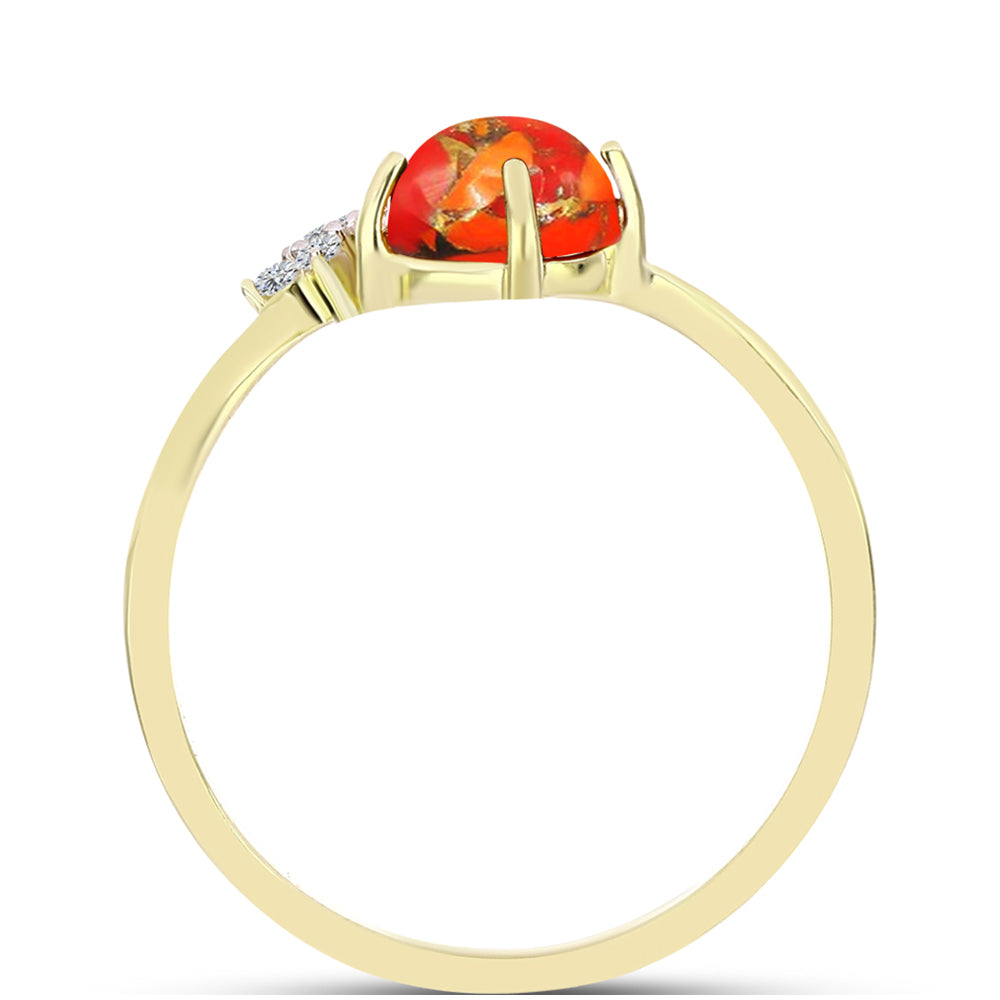 Inel din Argint 925 Placat cu Aur ( 1.58 grame ) cu Turcoaz Mohave și Topaz Alb 0.94 Carate