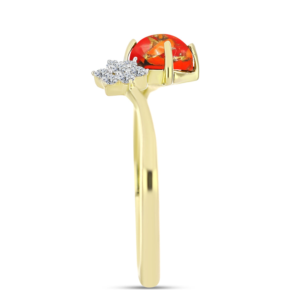 Inel din Argint 925 Placat cu Aur ( 1.58 grame ) cu Turcoaz Mohave și Topaz Alb 0.94 Carate