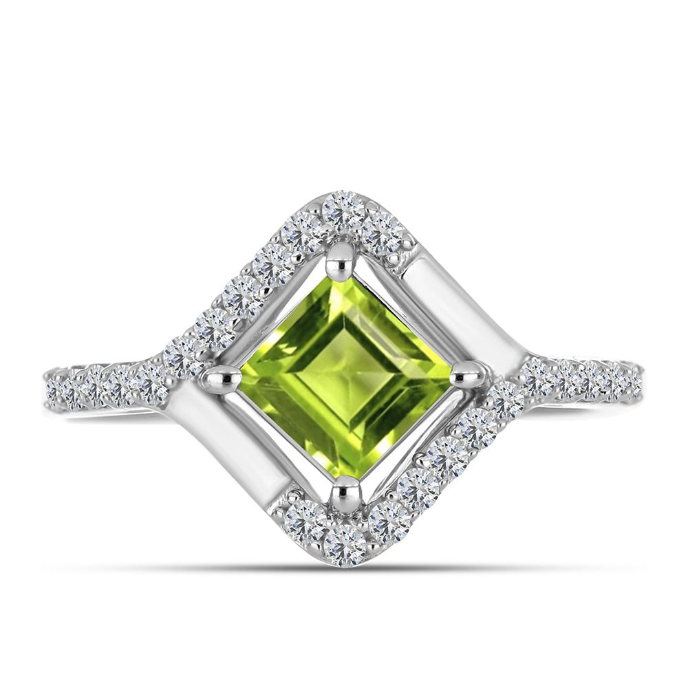 Inel din Argint 925 ( 3.02 grame ) cu Peridot Changbai și Topaz Alb 1.48 Carate