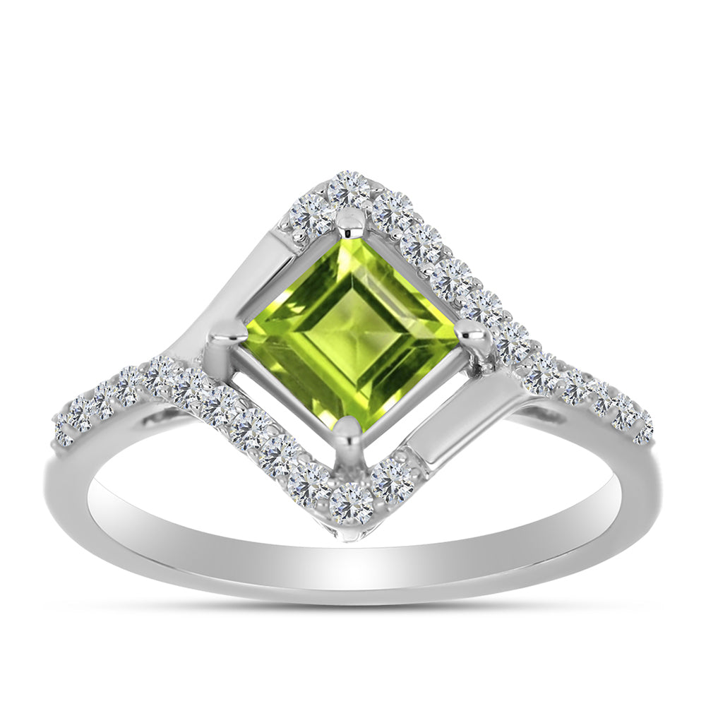 Inel din Argint 925 ( 3.02 grame ) cu Peridot Changbai și Topaz Alb 1.48 Carate