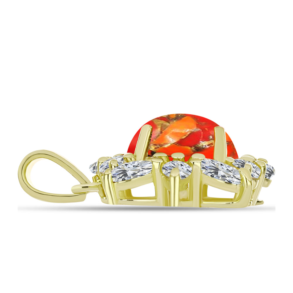 Pandantiv din Argint 925 Placat cu Aur ( 2.28 grame ) cu Turcoaz Mohave și Topaz Alb 3.84 Carate