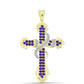 Cruce Pandantiv din Argint 925 Placat cu Aur ( 7.17 grame ) cu Ametist Marocan și Topaz Alb 2.14 Carate