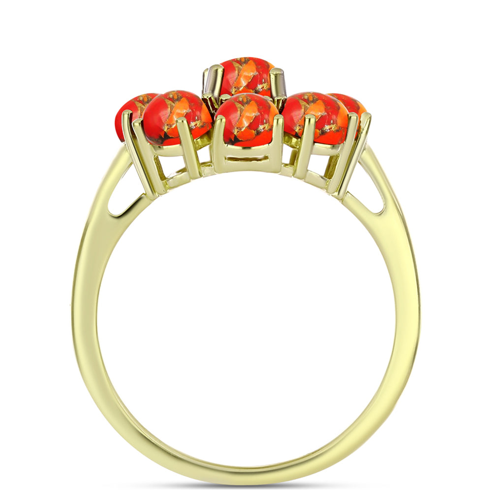Inel din Argint 925 Placat cu Aur ( 3.94 grame ) cu Turcoaz Mohave și Topaz Alb 2.77 Carate