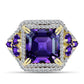 Inel din Argint 925 Placat cu Aur ( 6.09 grame ) cu Ametist Marocan și Topaz Alb 10.48 Carate