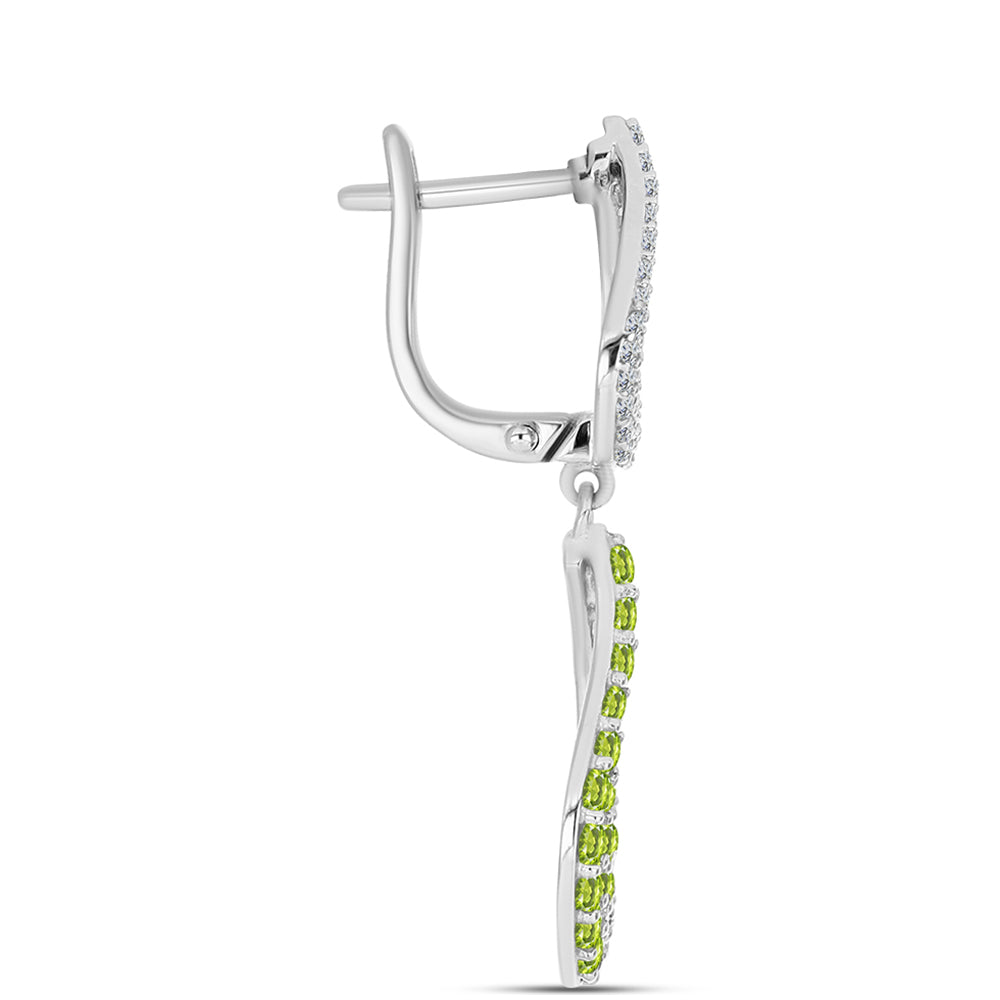Cercei din Argint 925 ( 6.27 grame ) cu Peridot Changbai și Topaz Alb 2.34 Carate 2 