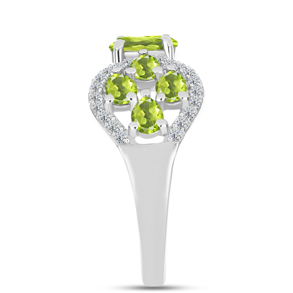 Inel din Argint 925 ( 3.5 grame ) cu Peridot Changbai și Topaz Alb 2.61 Carate 3 