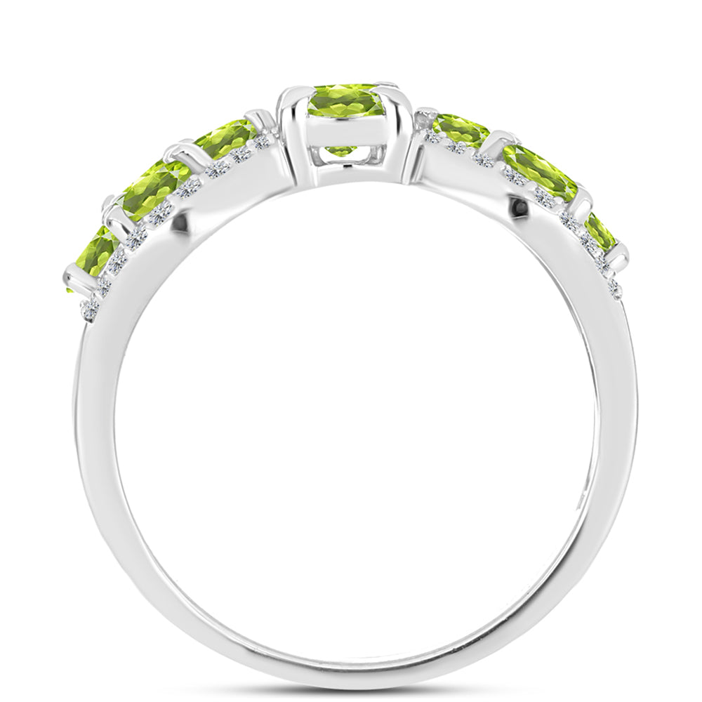Inel din Argint 925 ( 3.5 grame ) cu Peridot Changbai și Topaz Alb 2.61 Carate