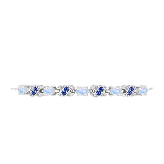 Brățară din Argint 925 ( 6.64 grame ) cu Safir Albastru Australian și Piatra Lunii Curcubeu 2.71 Carate