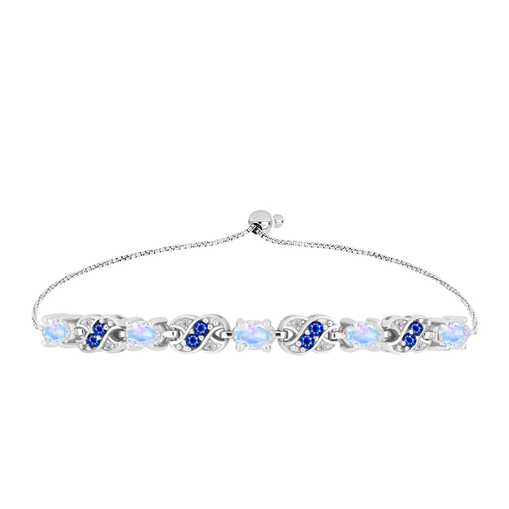 Brățară din Argint 925 ( 6.64 grame ) cu Safir Albastru Australian și Piatra Lunii Curcubeu 2.71 Carate