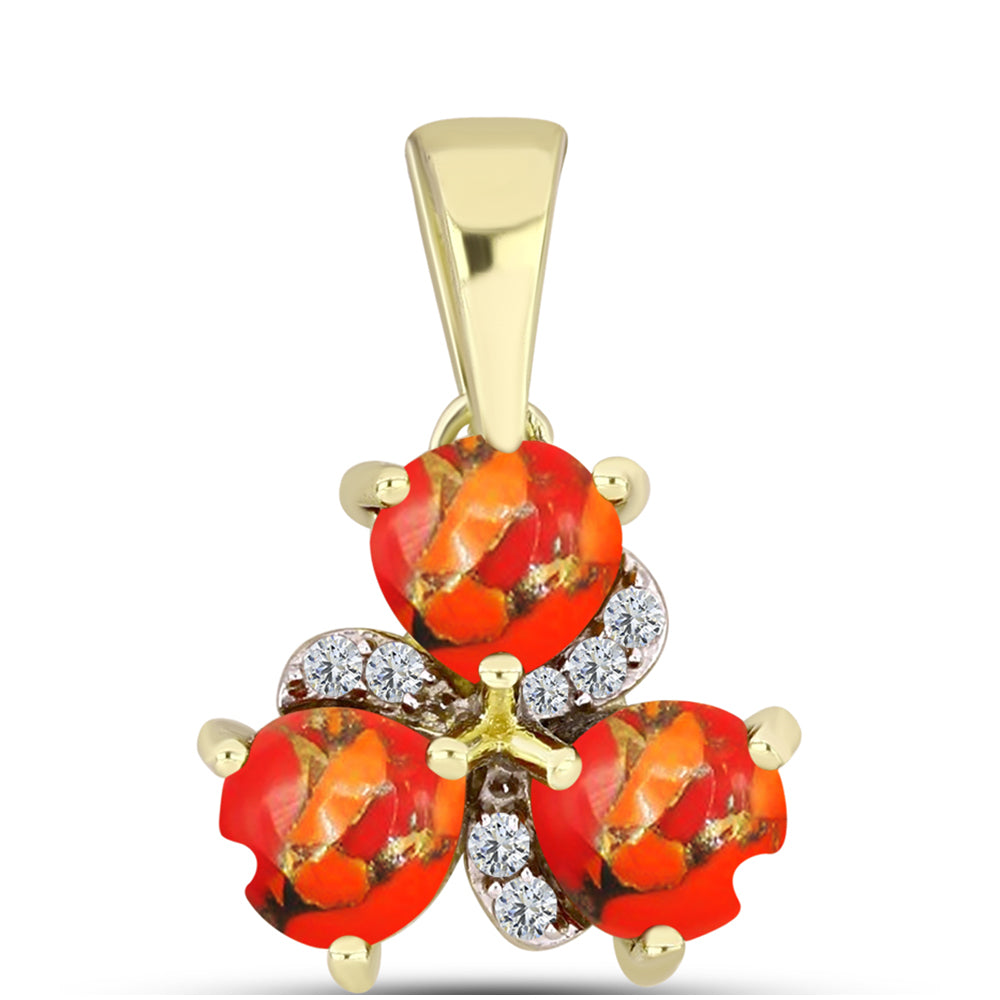 Pandantiv din Argint 925 Placat cu Aur ( 1.19 grame ) cu Turcoaz Mohave și Topaz Alb 1.31 Carate 1 