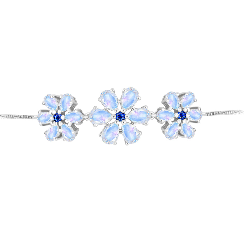Brățară din Argint 925 ( 5.88 grame ) cu Safir Albastru Australian și Piatra Lunii Curcubeu 5.23 Carate