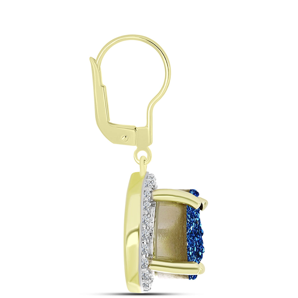 Cercei din Argint 925 Placat cu Aur ( 2.53 grame ) cu Albastru Drusy și Topaz Alb 4.47 Carate 2 