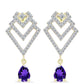Cercei din Argint 925 Placat cu Aur ( 4.77 grame ) cu Ametist Marocan și Topaz Alb 2.19 Carate
