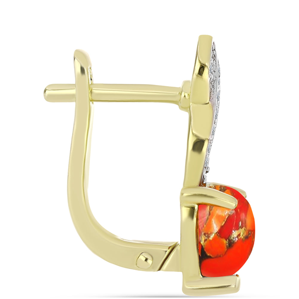 Cercei din Argint 925 Placat cu Aur ( 3.84 grame ) cu Turcoaz Mohave și Topaz Alb 2.33 Carate 2 