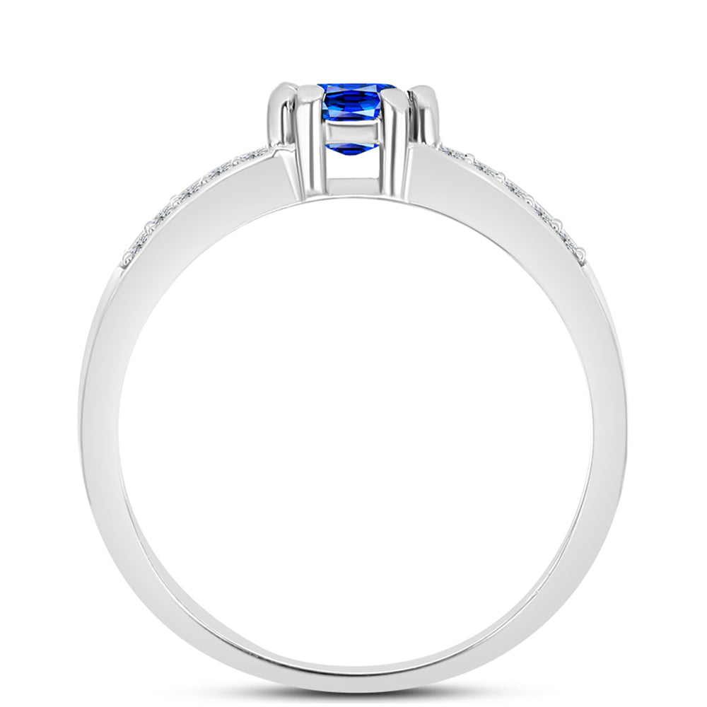 Inel din Argint 925 ( 3.45 grame ) cu Safir Albastru Australian și Topaz Alb 1.26 Carate