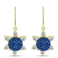 Cercei din Argint 925 Placat cu Aur ( 3.33 grame ) cu Albastru Drusy și Topaz Alb 5.05 Carate