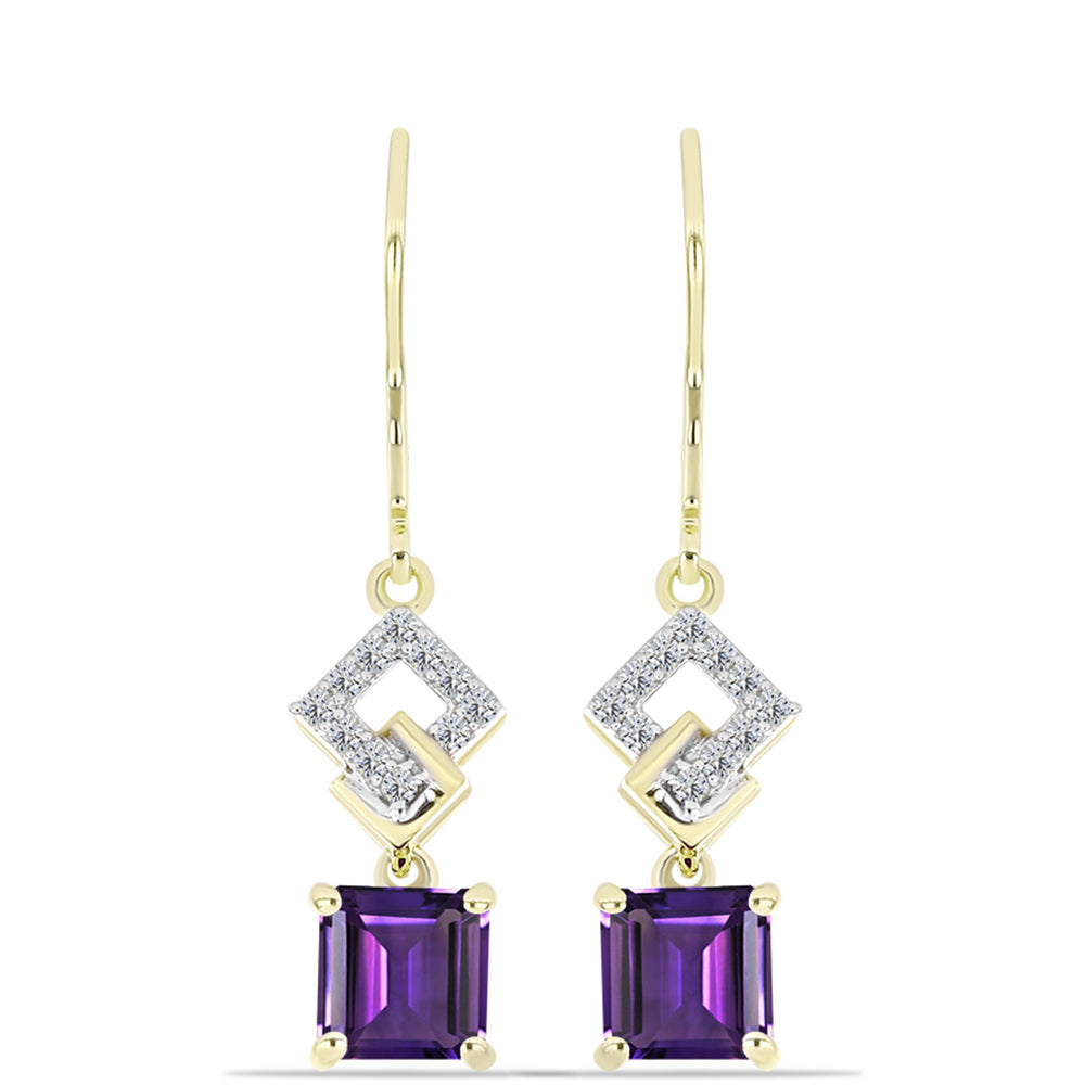 Cercei din Argint 925 Placat cu Aur ( 2.93 grame ) cu Ametist Marocan și Topaz Alb 2.09 Carate