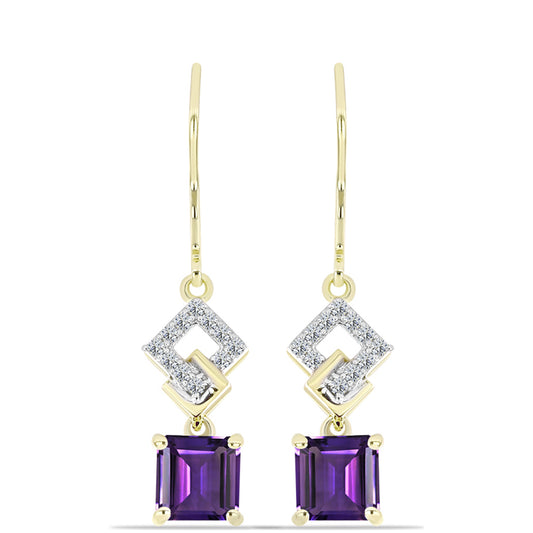 Cercei din Argint 925 Placat cu Aur ( 2.93 grame ) cu Ametist Marocan și Topaz Alb 2.09 Carate