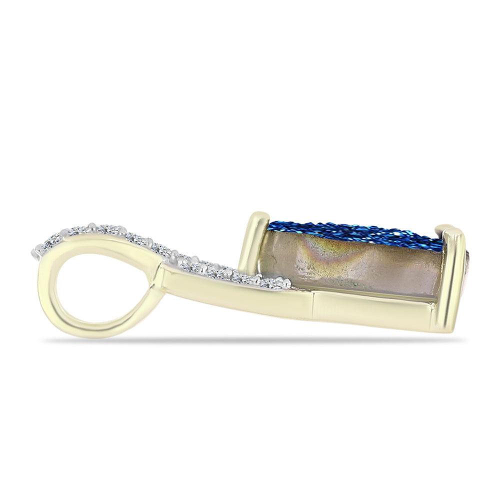 Pandantiv din Argint 925 Placat cu Aur ( 0.97 grame ) cu Albastru Drusy și Topaz Alb 2.05 Carate