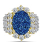 Inel din Argint 925 Placat cu Aur ( 4.84 grame ) cu Albastru Drusy și Topaz Alb 8.62 Carate