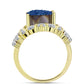 Inel din Argint 925 Placat cu Aur ( 4.84 grame ) cu Albastru Drusy și Topaz Alb 8.62 Carate