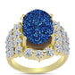 Inel din Argint 925 Placat cu Aur ( 4.84 grame ) cu Albastru Drusy și Topaz Alb 8.62 Carate