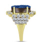 Inel din Argint 925 Placat cu Aur ( 4.84 grame ) cu Albastru Drusy și Topaz Alb 8.62 Carate