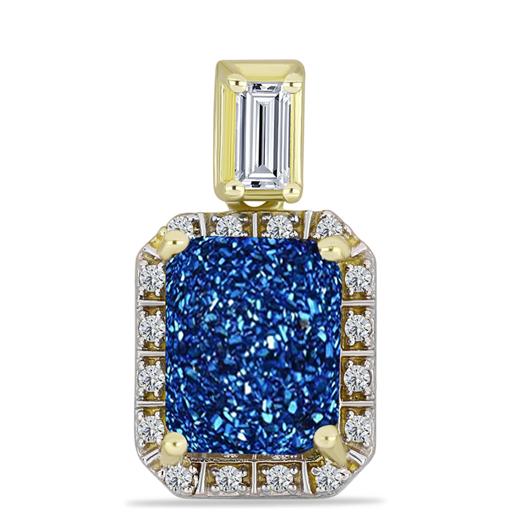 Pandantiv din Argint 925 Placat cu Aur ( 1.82 grame ) cu Albastru Drusy și Topaz Alb 3.89 Carate