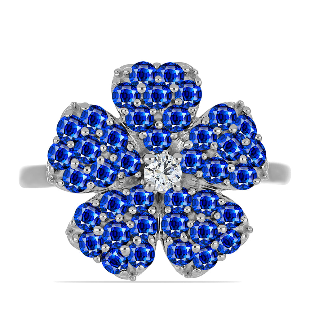 Inel din Argint 925 ( 4 grame ) cu Safir Albastru Australian și Topaz Alb 2.28 Carate 1 