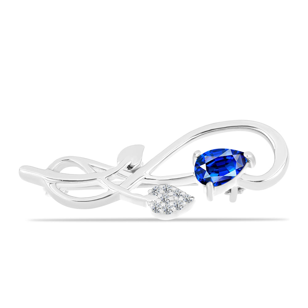 Broşă din Argint 925 ( 2.69 grame ) cu Safir Albastru Australian și Topaz Alb 0.67 Carate 1 