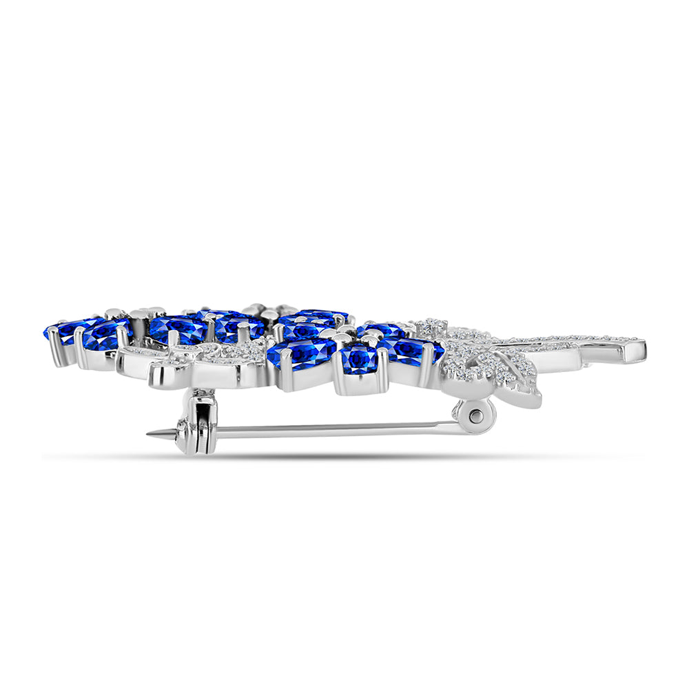 Broşă din Argint 925 ( 6.9 grame ) cu Safir Albastru Australian și Topaz Alb 5.93 Carate 2 