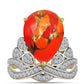 Inel din Argint 925 Placat cu Aur ( 4.01 grame ) cu Turcoaz Mohave și Topaz Alb 7.39 Carate